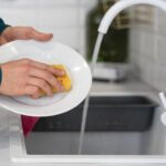 washing dishes