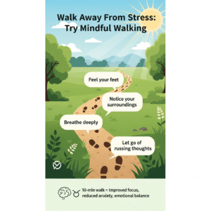simple technique for daily stress, mindful walking